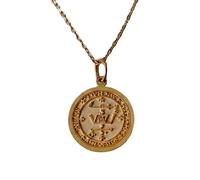 LKBEADS 925 Sterling Silver Seal of Solomon Pendant Necklace |LK_NLC_01423 | 24mm round protective sigil medallion gold plated occult symbol charm with 18 inch cable chain spiritual