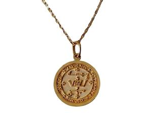 LKBEADS 925 Sterling Silver Seal of Solomon Pendant Necklace |LK_NLC_01423 | 24mm round protective sigil medallion gold plated occult symbol charm with 18 inch cable chain spiritual