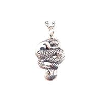 LKBEADS 925 sterling silver sleeping mermaid necklace ocean pendant simple jewelry gift aquatic beach mystical sea creature rustic marine siren tail| with 18 inch chain |silver plated |LKGP_02977