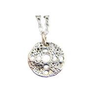 LKBEADS 925 sterling silver smallancient coin necklace replica piece rustic round boho bohemian pendant cut out holes delicate petite dainty| with 18 inch chain |silver plated |LK_PNK_02976