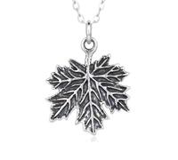 LKBEADS 925 sterling silver smallmaple leaf necklace. nature |LK_NLC_02953 | charm. petite realistic tree charm. autumn pendant. forest hiker camper gift with 18 inch chain silver