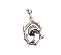 LKBEADS 925 sterling silver smallmushroom necklace branch frame hunter houby forager foraging food charm petite fairytale pendant delicate dainty| with 18 inch chain |silver plated |LKGP_02949