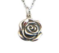 LKBEADS 925 sterling silver smallrose flower necklace simple pendant oxidized rustic nature delicate floral boho everyday jewelry gift | with 18 inch chain |silver plated |LK_PNK_02918