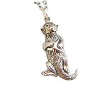 LKBEADS 925 sterling silver smallsea otter necklace ocean pendant starfish aquatic marine life animal beach jewelry istic nature charm gift | with 18 inch chain |silver plated |LKGP_03089