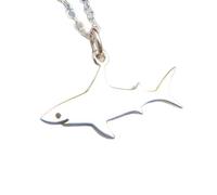 LKBEADS 925 sterling silver smallshark necklace. ocean predator pendant fish aquatic sea marine animal beach jewelry nature charm. gift for her| with 18 inch chain |silver plated |LKGP_03075