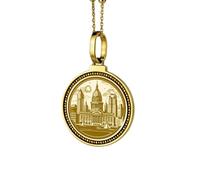 LKBEADS 925 Sterling Silver Sofia Bulgaria Engraved Round 28mm Pendant Necklace Gold Plated Charm For Men & Women With 18 Inch Cable Handmade Jewelry |LK_ENGP_0279