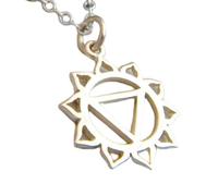 LKBEADS 925 sterling silver solar plexus chakra necklace small yoga charmyogi pendant gift simple zen dainty delicate everyday jewelry third 3rd| with 18 inch chain |silver plated |LKGP_03030