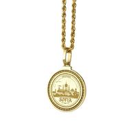 LKBEADS 925 Sterling Silver Solomon Sigil Engraved Round 28mm Pendant Necklace Gold Plated Charm For Men & Women With 18 Inch Cable Handmade Jewelry |LK_ENGP_0559