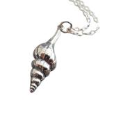 LKBEADS 925 sterling silver spiral shell necklace. beach pendant. simple ocean jewelry. petite nature charm. tropical vacation memory. marine life | with 18 inch chain |silver plated |LKGP_03043