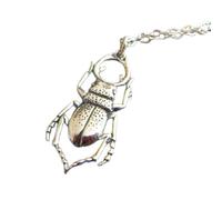 LKBEADS 925 sterling silver stag beetle necklace small bug pendant insect spirit animal totem transformation symbolism symbol jewelry strength charm| with 18 inch chain |silver plated |LKGP_02534
