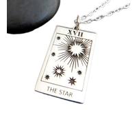 LKBEADS 925 sterling silver star tarot card necklace hope power strength seance spirit halloween fortune telling mysticism spiritual pendant| with 18 inch chain |silver plated |LKGP_02892