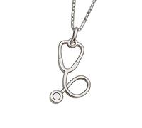 LKBEADS 925 Sterling Silver Stethoscope Minimalist Pendant Necklace In Fancy Shape With 18 Inch Cable Chain Silver Plated Charm Meaningful Jewelry |LKD_3DM_00793