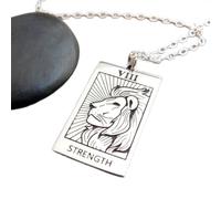 LKBEADS 925 sterling silver strength tarot card necklace lion sunray strength intelligence sun spirit halloween fortune telling mysticism spiritual| with 18 inch chain |silver plated |LK_PNK_02844