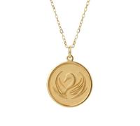 LKBEADS 925 Sterling Silver Swan Pendant Necklace Gold Plated |LK_NLC_01848 | round engraved swan charm with 18 inch cable chain 22-26mm nature inspired bird jewelry gift for men