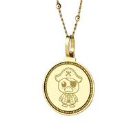LKBEADS 925 Sterling Silver Taos New Mexico City Skyline Map Engraved Round 28mm Pendant Necklace Gold Plated Charm For Men & Women With 18 Inch Cable Handmade Jewelry |LK_ENGP_0729