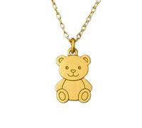 LKBEADS 925 Sterling Silver Teddy Bear Minimalist Pendant Necklace In Fancy Shape With 18 Inch Cable Chain Gold Plated Charm Meaningful Jewelry |LKD_3DM_00496