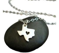 LKBEADS 925 sterling silver texas state necklace. tx heart cut out. smallstate jewelry everyday jewelry. dainty travel i love tx pendant. tx pride| with 18 inch chain |silver plated |LKGP_02544