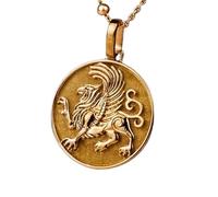 LKBEADS 925 Sterling Silver The Griffin 3D Pendant Necklace In Round Shape With 18 Inch Cable Chain Gold Plated Charm Meaningful Jewelry |LKD_3DM_00008
