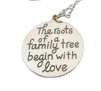 LKBEADS 925 sterling silver the roots of a family tree begin with love necklace sibling best friend forever word pendant love everyday jewelry | with 18 inch chain |silver plated |LKGP_02810