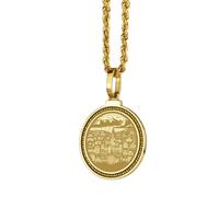 LKBEADS 925 Sterling Silver Thor Hammer Engraved Round 28mm Pendant Necklace Gold Plated Charm For Men & Women With 18 Inch Cable Handmade Jewelry |LK_ENGP_0620