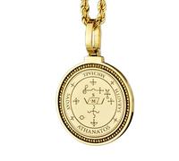 LKBEADS 925 Sterling Silver Thor Hammer, Mjolnir Rune Engraved Round 28mm Pendant Necklace Gold Plated Charm For Men & Women With 18 Inch Cable Handmade Jewelry |LK_ENGP_0065
