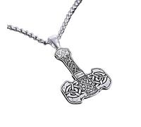 LKBEADS 925 Sterling Silver Thor'S Hammer Minimalist Pendant Necklace In Fancy Shape With 18 Inch Cable Chain Silver Plated Charm Meaningful Jewelry |LKD_3DM_00563