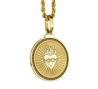 LKBEADS 925 Sterling Silver Tiger Tribal Jungle Engraved Round 28mm Pendant Necklace Gold Plated Charm For Men & Women With 18 Inch Cable Handmade Jewelry |LK_ENGP_0289