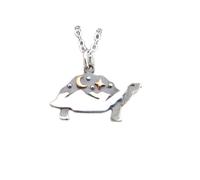 LKBEADS 925 sterling silver tortoise with mountain range necklace. bronze moon stars. wild turtle spirit animal pendant. patience wisdom strength| with 18 inch chain |silver plated |LKGP_03152