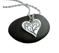 LKBEADS 925 sterling silver tree of life heart necklace. etched pendant. small family tree charm motherhood mother dainty delicate romantic jewelry| with 18 inch chain |silver plated |LK_PNK_02830