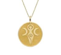 LKBEADS 925 Sterling Silver Triple Moon Goddess Pendant |LK_NLC_00767 | necklace gold plated sacred feminine symbol round medallion with 18 inch cable chain 28mm spiritual