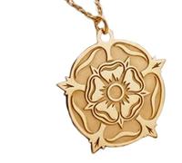 LKBEADS 925 Sterling Silver Tudor Rose Minimalist Pendant Necklace In Round Shape With 18 Inch Cable Chain Gold Plated Charm Meaningful Jewelry |LKD_3DM_00607