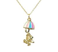 LKBEADS 925 sterling silver umbrella teddy bear pendant necklace gold plated fancy shape charm jewellery 20x9mm with 18 inch cable chain handmade jewellry |LK_SCA_0173