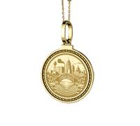 LKBEADS 925 Sterling Silver Uncompahgre Peak Engraved Round 28mm Pendant Necklace Gold Plated Charm For Men & Women With 18 Inch Cable Handmade Jewelry |LK_ENGP_0307