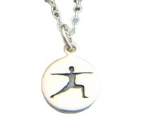 LKBEADS 925 sterling silver warrior pose necklace. small yoga charm.yogi pendant. gift for her. simple zen dainty delicate everyday jewelry.| with 18 inch chain |silver plated |LKGP_03025