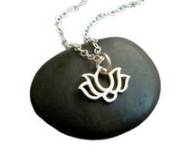 LKBEADS 925 sterling silver wide lotus bud necklace smallflower charm zen yoga layer layered jewelry simple pendant delicate everyday dainty| with 18 inch chain |silver plated |LK_PNK_02979