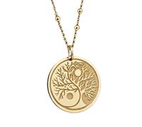 LKBEADS 925 Sterling Silver Yin Yang Tree of Life Pendant |LK_NLC_00666 | necklace gold plated 28mm round harmony symbol medallion with 18 inch cable chain spiritual nature