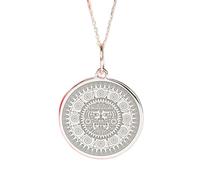 LKBEADS 925 sterling sliver | mayan sun calendar necklace | aztec | with 18 inch chain pen. size- 24mm | dainty calendar charm silver plating handmade unisex jewelry |LK_PNK_02384