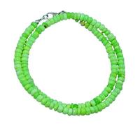 LKBEADS AAA+ rare quality natural green ethiopian opal 5mm gemstone 17 inch necklace | smooth stone rondelle shape,green color | beaded necklace | handmade jewelry |LK_NSLF_00351