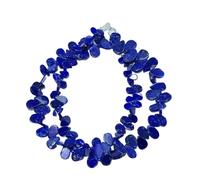 LKBEADS AAA+ rare quality natural lapis lazuli 6-12mm gemstone 17 inch necklace | smooth stone pear shape,blue color | beaded necklace | handmade jewelry | for gift unisex |LK_NSLF_00464