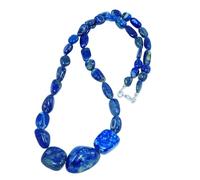 LKBEADS AAA+ rare quality natural lapis lazuli 7x7-25x18mm gemstone 18 inch necklace | smooth stone nugget shape,blue color | beaded necklace | handmade jewelry |LK_NSLF_00008