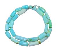 LKBEADS AA rare quality natural peru opal 18x12-13x7mm gemstone 17 inch necklace | smooth stone tube shape,green & sky blue color | beaded necklace | handmade jewelry |LK_NSLF_00407