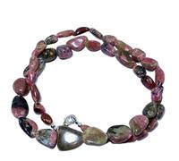 LKBEADS AAA+ rare quality natural rhodonite 8x8-17x15mm gemstone 18 inch necklace | smooth stone nugget shape,pink color | beaded necklace | handmade jewelry |LK_NSLF_00011