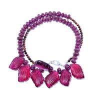 LKBEADS AAA+ rare quality natural ruby 24x15-7-3mm gemstone 18 inch necklace | curved stone leaf & pumkin shape,pink color | beaded necklace | handmade jewelry |LK_NSLF_00377