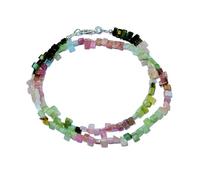 LKBEADS AAA+ rare quality natural watermelon tourmaline 6-7mm gemstone 16 inch necklace | smooth stone rectangle shape,multi color | beaded necklace | handmade jewelry |LK_NSLF_00319