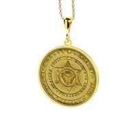 LKBEADS Abraxas Alchemy Embossed Pendant Necklace Made in 925 Sterling Silver With Gold Plating 18" Cable Chain Round Shape Charm For Unisex Handmade Jewelry |LK_EMBO_00239