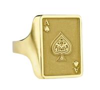 LKBEADS ace of spades signet ring| playing card rectangle gift for gambler| motorhead biker| 925 sterling silver gold plated |LK_PDR_00293_6