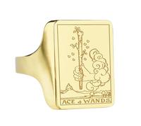 LKBEADS ace of wands tarot card ring| cartomancy jewelry| magic deck charm| minor arcana witchy birthday gift| 925 sterling silver gold plated |LK_PDR_00302_5