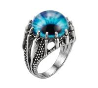 LKBEADS Adjustable Stainless Steel Blue Dragon Eye Ring Gothic Fantasy Warrior Claw Vintage Statement Band Unisex Mens Womens Fashion Jewelry |LK_0057_BDR