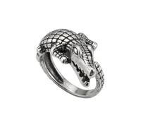 LKBEADS Adjustable Stainless Steel Crocodile Ring Alligator Reptile Gothic Vintage Animal Statement Band Unisex Mens Womens Fashion Jewelry