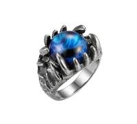 LKBEADS Adjustable Stainless Steel Dragon Claw Blue Eye Ring Gothic Fantasy Warrior Biker Vintage Statement Band Unisex Mens Womens Jewelry |LK_0017_BBL